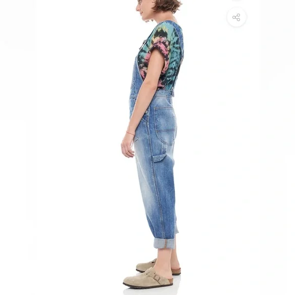 Sandrine rose slouchy denim overalls